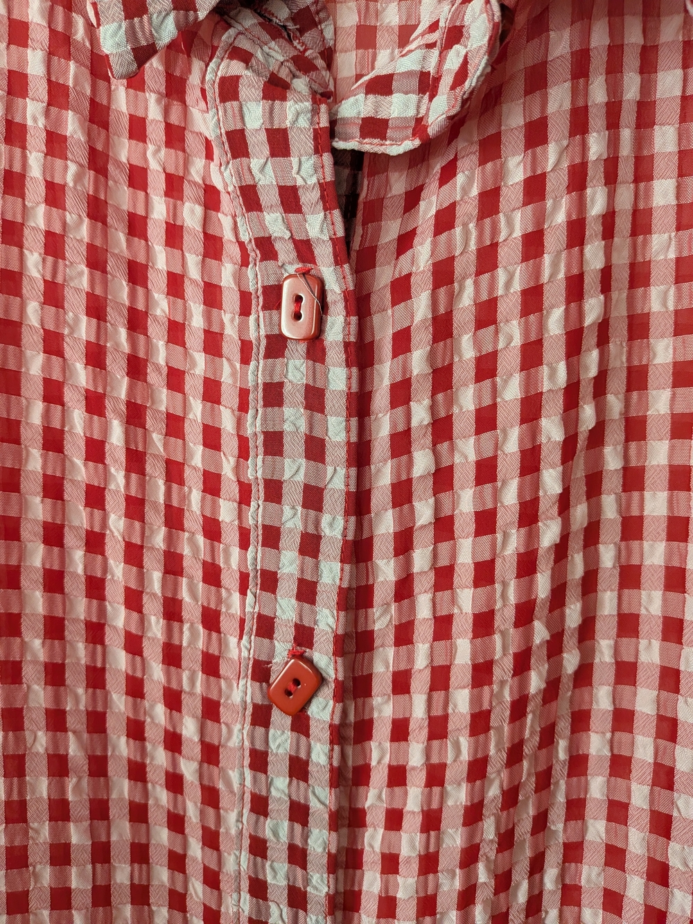 NWT Zadie B's Red Gingham Button-Front Ruffle Duster Dress - Picture 6 of 12
